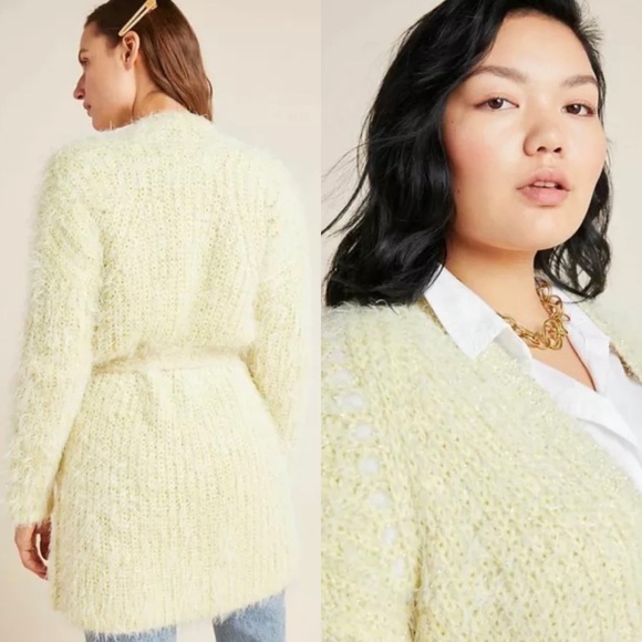 Anthropologie Larkin Shimmer Cardigan Chunky Knit Fuzzy Sweater , XS - Picture 2 of 13